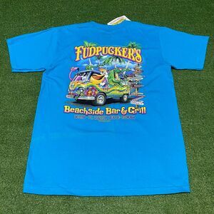 Vintage 90s Fudpuckers Florida TShirt Medium Blue Graphic Beach Tee Deadstock